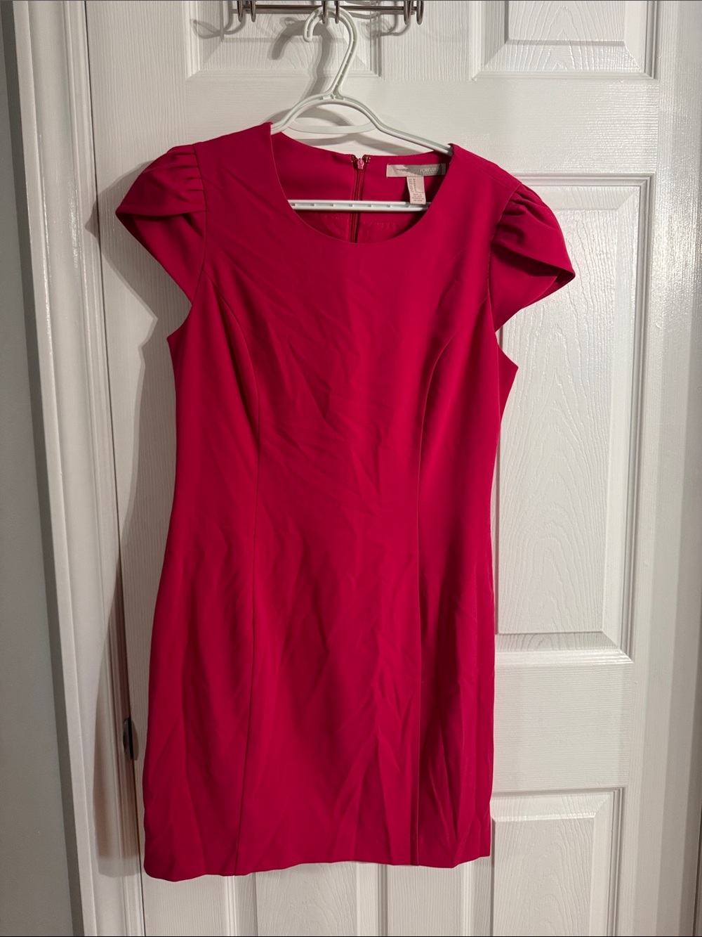 Forever 21 Hot Pink Cap-Sleeve Sheath Dress
